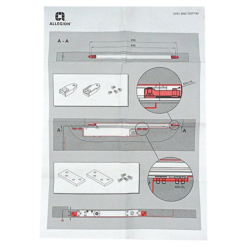 Монтажний набір CISA 07209.25 для дотягувача серії D8200 для алюмінієвих дверей - Фото №6