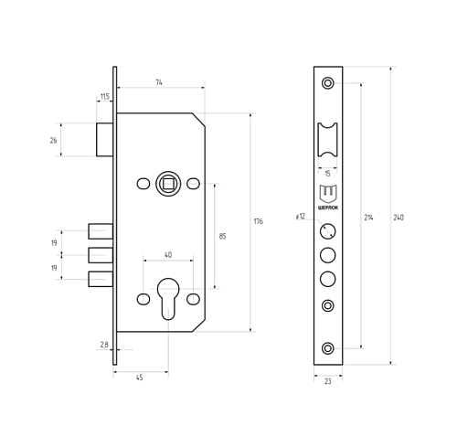 Механизм замка SHERLOCK 2000 (BS45*85мм) - Фото №4