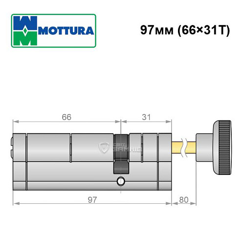 Циліндр MOTTURA Champions Pro CP4P 97T (66*31T) матовий хром - Фото №6