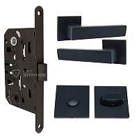 Комплект замка міжкімнатний CLASS 410B-S Kevlar (BS50*96мм) WC з ручками і воротком KEDR чорний