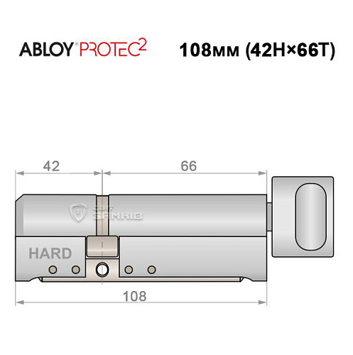 Цилиндр ABLOY Protec2 108T (42Н*66T) (Н - закаленная сторона) хром полированный - Фото №5