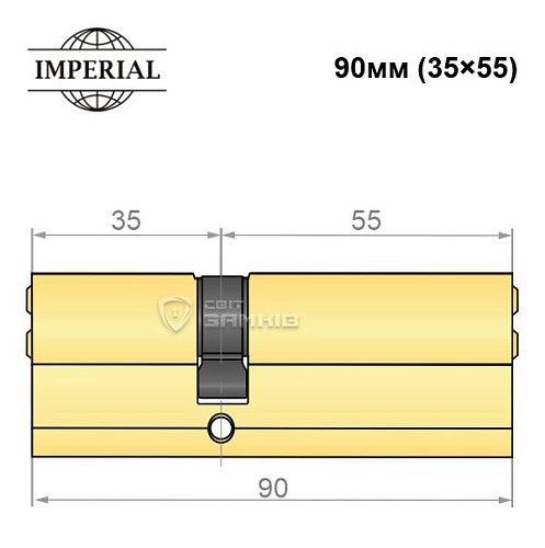 Цилиндр IMPERIAL 90 (35*55) полированная латунь - Фото №4