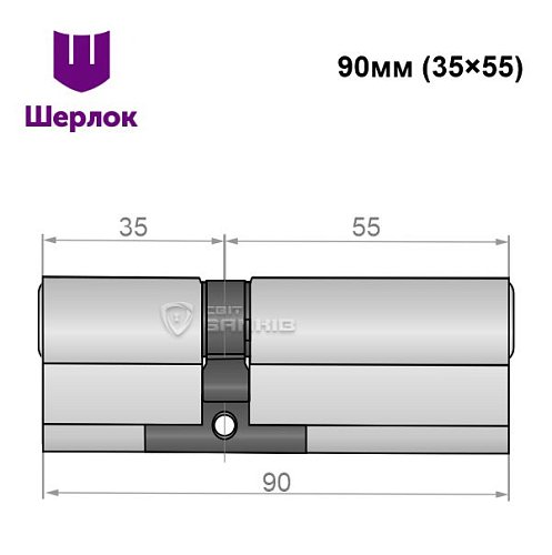 Циліндр SHERLOCK HK 90 (35*55) нікель сатин - Фото №5