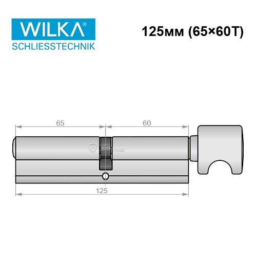 Цилиндр WILKA 1405 A 125T (65*60T) никель - Фото №8