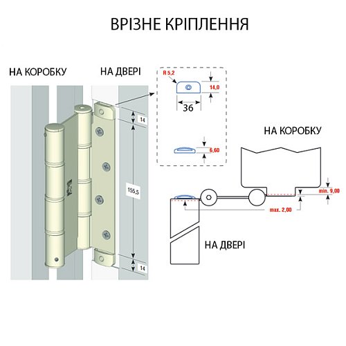Петля барная ALDEGHI LUIGI 87AN155-50 155 мм AN никель - Фото №2