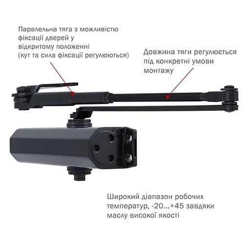 Дотягувач RYOBI DS-2055P BC PRL HO з фіксацією до 80кг Сірий Антрацит - Фото №5