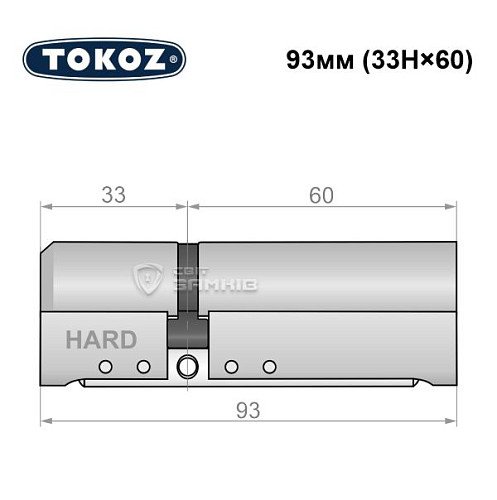 Циліндр TOKOZ Pro400 93 (33H*60) (H - гартована сторона) нікель матовий - Фото №5