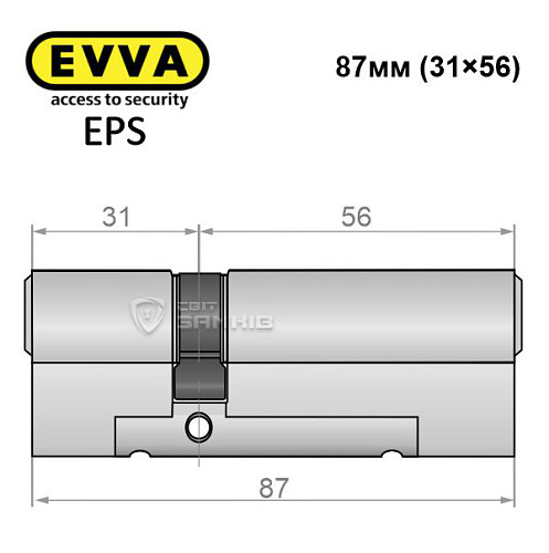 Цилиндр EVVA EPS 87 (31*56) никель сатин - Фото №4