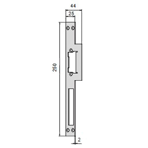 Зворотня планка CISA 05002-12 до ел.защіпок серії 15100 з відбійником ліва нержавіюча сталь - Фото №2
