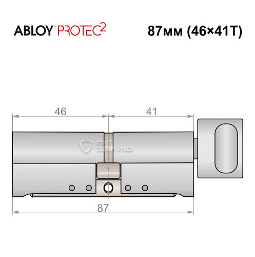 Циліндр ABLOY Protec2 87T (46*41T) хром полірований - Фото №5