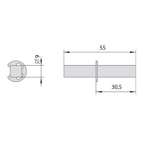 Квадрат (стержень) CISA 07085.75 односторонний с упорным кольцом 9 мм - Фото №3