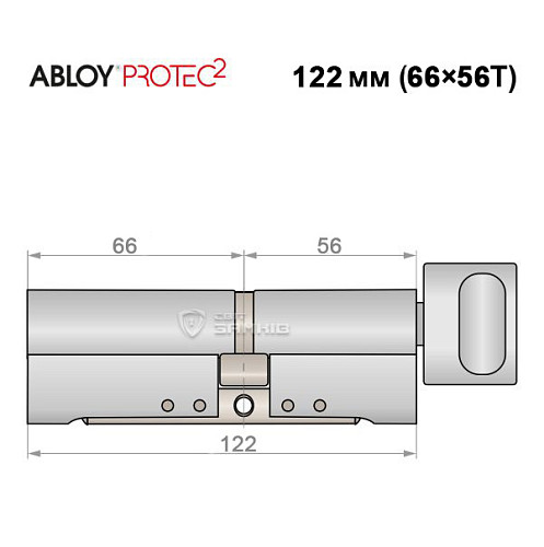 Циліндр ABLOY Protec2 122T (66*56T) хром полірований - Фото №5