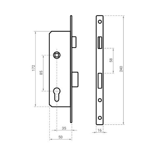 Механізм замка OZEN 700P (BS35*85мм, 16мм) - Фото №5
