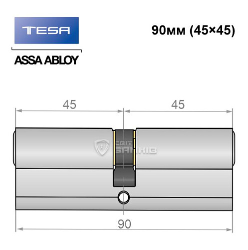 Цилиндр TESA TE5 90 (45*45) никель сатин 3 ключа - Фото №4