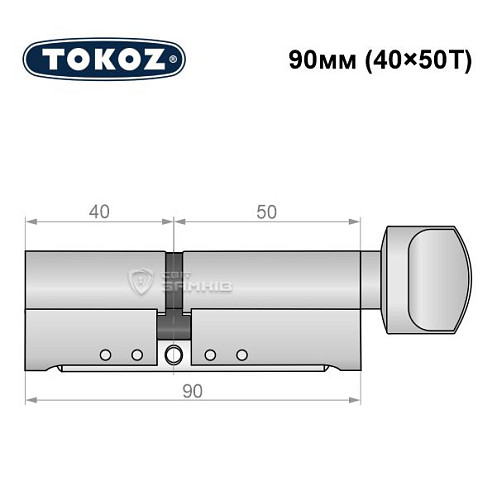 Циліндр TOKOZ Pro300 90T (40*50T) нікель матовий - Фото №6