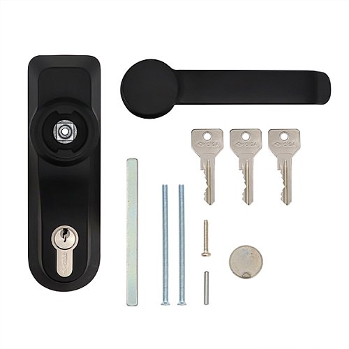 Ручка на планці для накладної антипаніки CISA 07078.68 з циліндром C2000 чорна - Фото №8