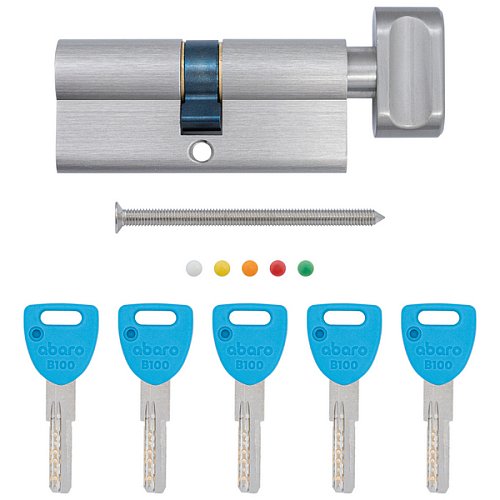 Циліндр ABARO B100 90T (60*30T) Ni нікель сатин 5 ключів - Фото №10
