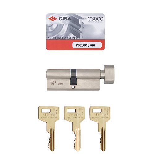 Циліндр CISA C3000 60T (30*30T) нікель матовий 3 ключі - Фото №10
