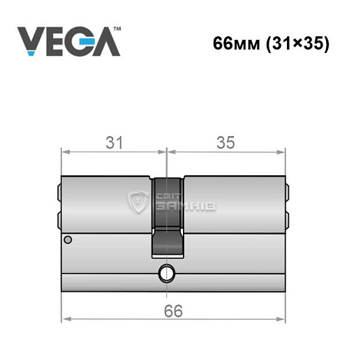 Циліндр VEGA VP-7 66 (31*35) нікель сатин - Фото №4