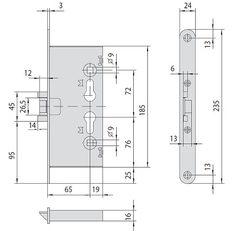 Механізм замка протипожежний CISA 43022 (BS65*72мм) - Фото №6