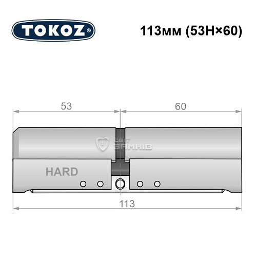 Циліндр TOKOZ Pro400 113 (53H*60) (H - гартована сторона) нікель матовий - Фото №5