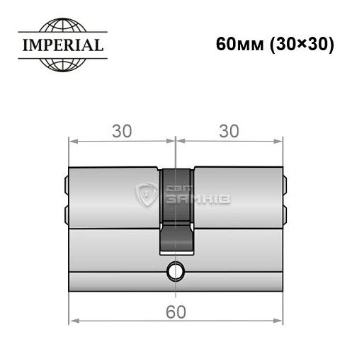 Циліндр IMPERIAL латунь 60 (30*30) нікель сатин - Фото №3
