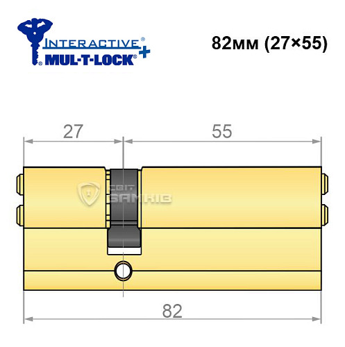 Цилиндр MUL-T-LOCK MTL600/Interactive+ 82 (27*55) (ан. 30*50) латунь - Фото №5