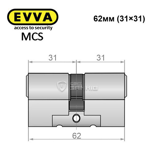 Циліндр EVVA MCS 62 (31*31) нікель сатин - Фото №7