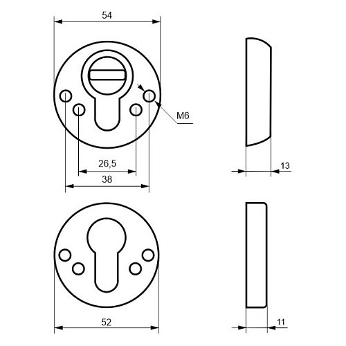 Протектор DISEC BD54 DIN ROUND 13мм хром матовий - Фото №5