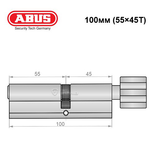 Циліндр ABUS Vitess 1000 100T (55*45T) нікель сатин - Фото №7