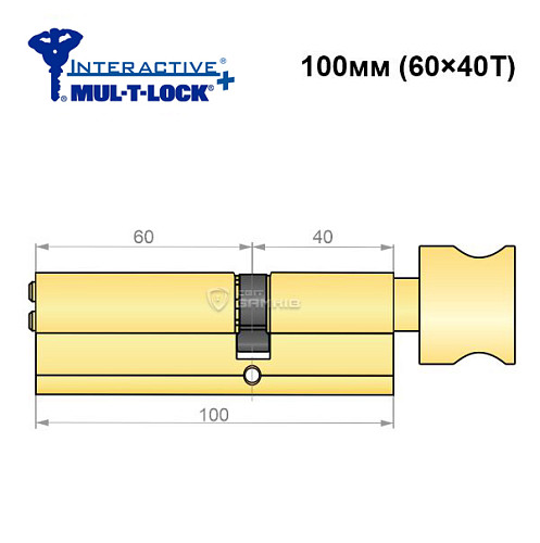 Циліндр MUL-T-LOCK MTL600/Interactive+ 100T (60*40T) латунь - Фото №6