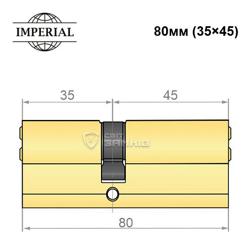 Цилиндр IMPERIAL 80 (35*45) полированная латунь - Фото №4