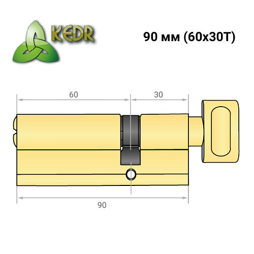 Цилиндр KEDR Brass 90T (60*30T) ZCG полированная латунь - Фото №8