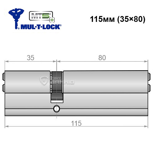 Цилиндр MUL-T-LOCK MTL800/MT5 + MOD 115 (35*80) (модульный) никель сатин - Фото №5