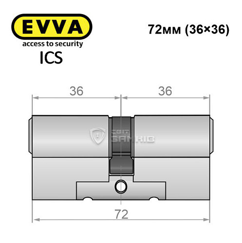 Циліндр EVVA ICS 72 (36*36) нікель сатин - Фото №6