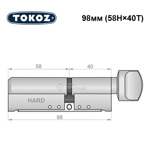 Циліндр TOKOZ Pro400 98T (58H*40T) (H - гартована сторона) нікель матовий - Фото №5