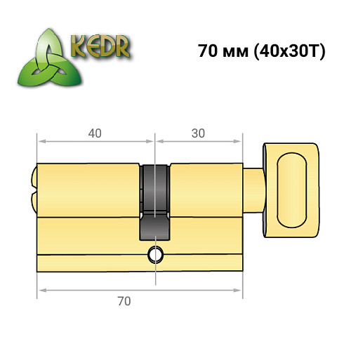 Цилиндр KEDR Brass 70T (40*30T) ZCG полированная латунь - Фото №8