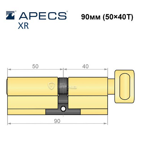 Цилиндр APECS XR 90Т (50*40Т) латунь матовая - Фото №5