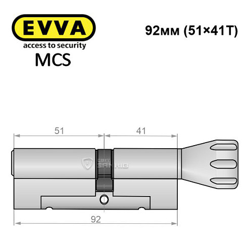 Циліндр EVVA MCS 92T (51*41T) нікель сатин - Фото №8