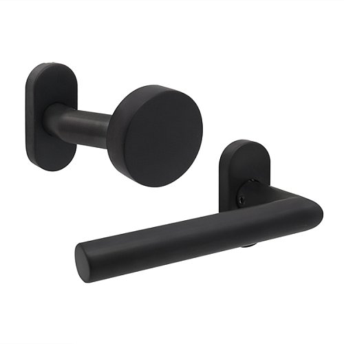 Ручки на розеті ABARO Lido FM фіксована-натискна чорний - Фото №2