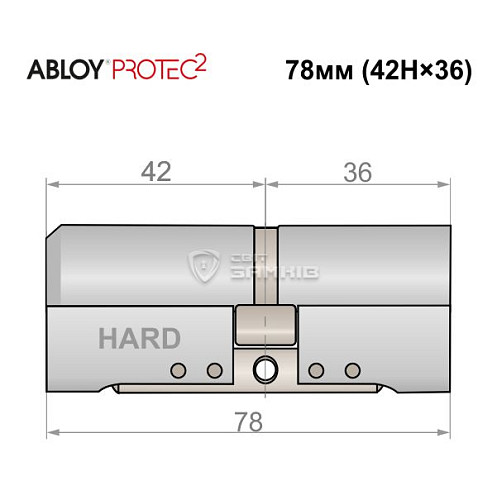 Циліндр ABLOY Protec2 78 (42H*36) (H - гартована сторона) хром полірований - Фото №4