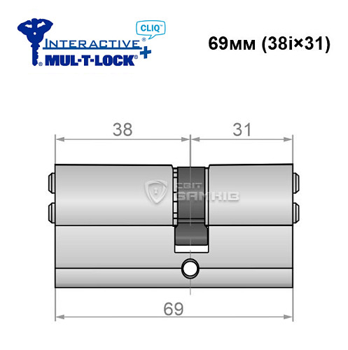 Циліндр MUL-T-LOCK MTL600/Interactive+ CLIQ 69 (38i*31) нікель сатин - Фото №6