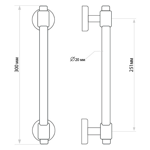 Ручка скоба OZEN Fusha AP211.25-90° L:300 X:251 W:20mm хром/сатин (половинка) - Фото №9