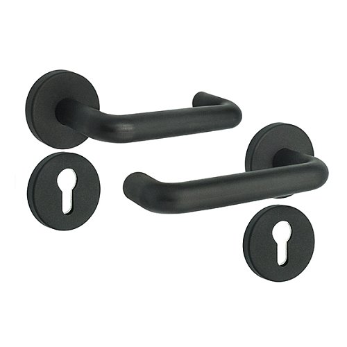 Ручки протипожежні на розеті MARVON Rosetta чорний матовий - Фото №1