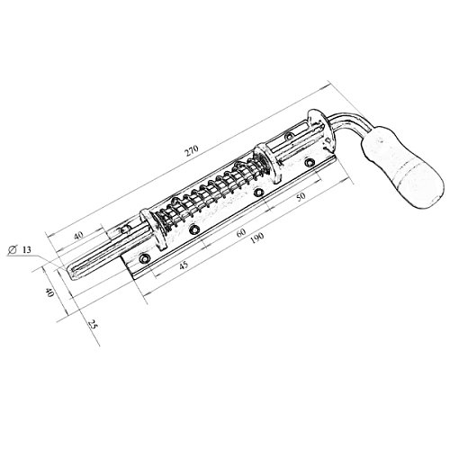 Засув для дверей RYMET 250 цинкований з пружинною та дерев’яною ручкою - Фото №4