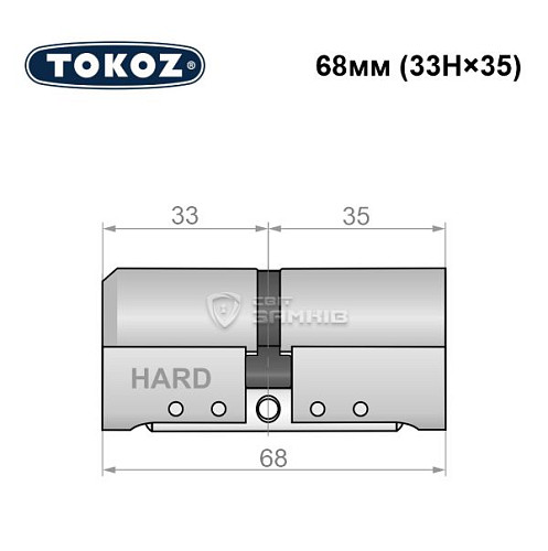 Циліндр TOKOZ Pro400 68 (33H*35) (H - гартована сторона) нікель матовий - Фото №5