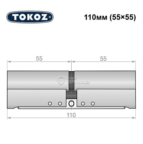Циліндр TOKOZ Pro300 110 (55*55) нікель матовий - Фото №8