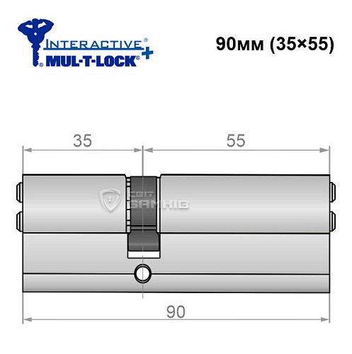 Циліндр MUL-T-LOCK MTL600/Interactive+ 90 (35*55) нікель сатин - Фото №5