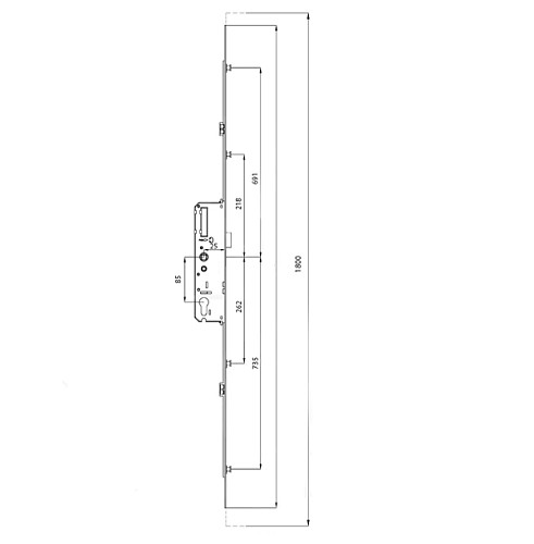 Механізм замка REZE Secust заскочка 25*85 мм рейка 1800 мм з ригелем - Фото №3