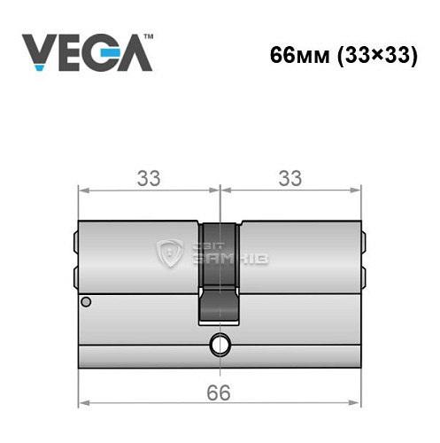 Циліндр VEGA VP-7 66 (33*33) нікель сатин - Фото №4